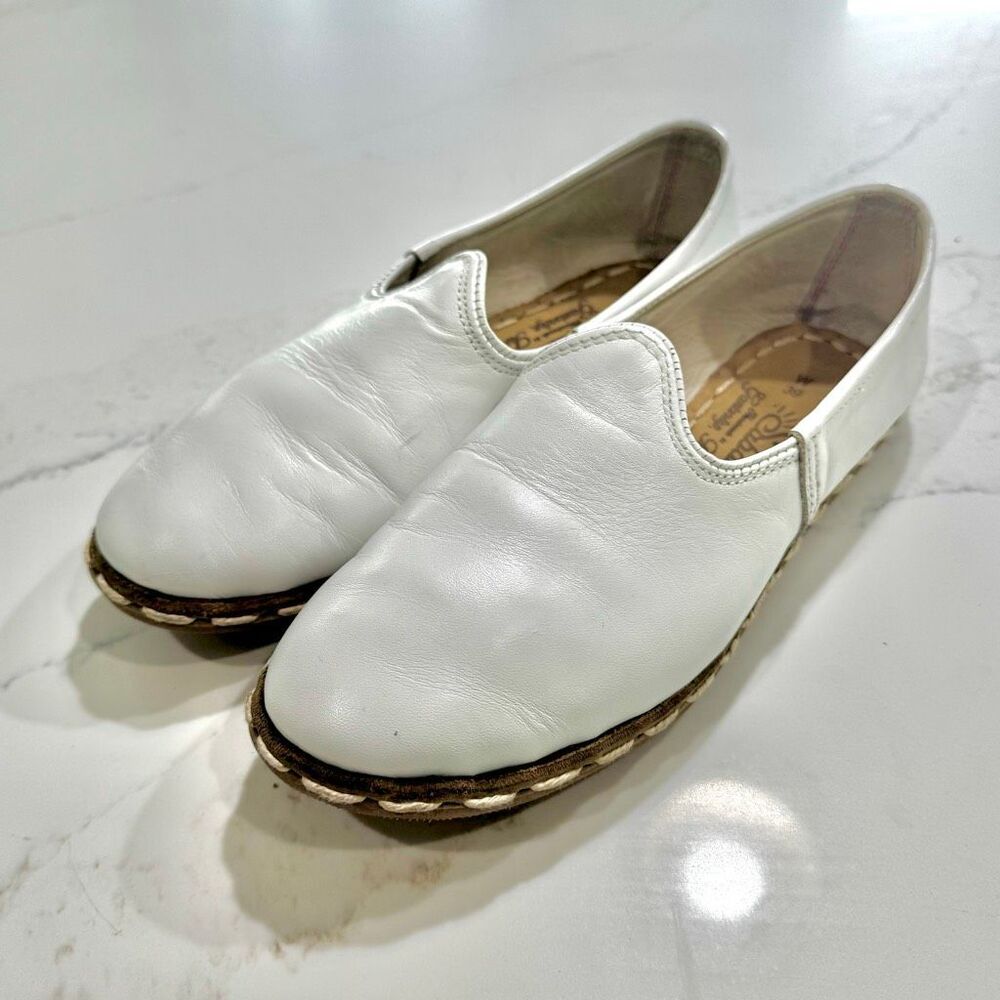 Sabah Handmade Slip On Loafers. White. Size Women’s 39/US9